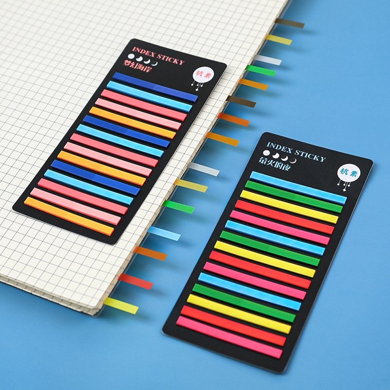 New multi color waterproof PET thin strip index label notepad office school transparent self-sticky notes memo pad stationery