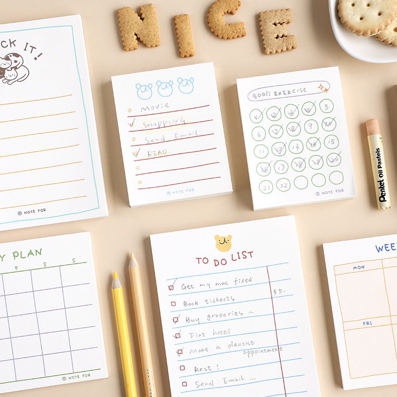 Simple note paper cartoon cute student supplies creative paste memo pad message note