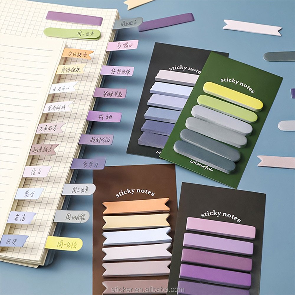 Wholesale Custom Sticky Index Tabs Sticker Post Note Writable Note Tabs Self Adhesive Bookmark Memo Pad with Page Markers