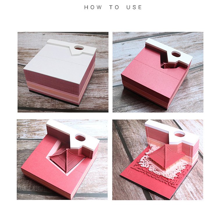 3D Model Memo Cube Boxed Gift ideas Paper Sculpture Paper Brick 3D Memo Pads For Happy Anniversary Mother's Day Birthday