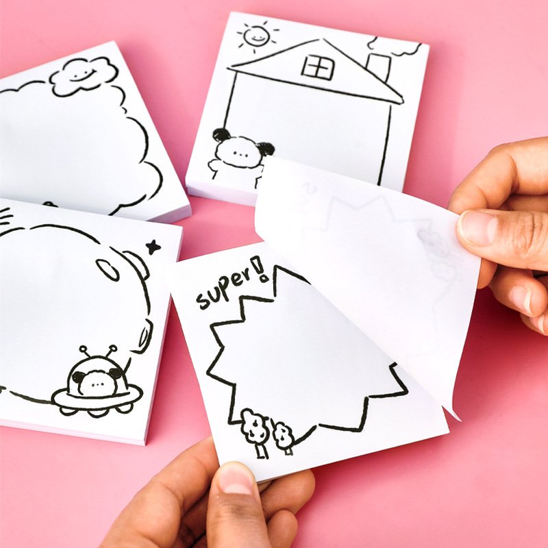 Cartoon Animal White Memo Pads Kawaii Stationery Memo Pad Loose Leaf Memo Pads 50 Sheets