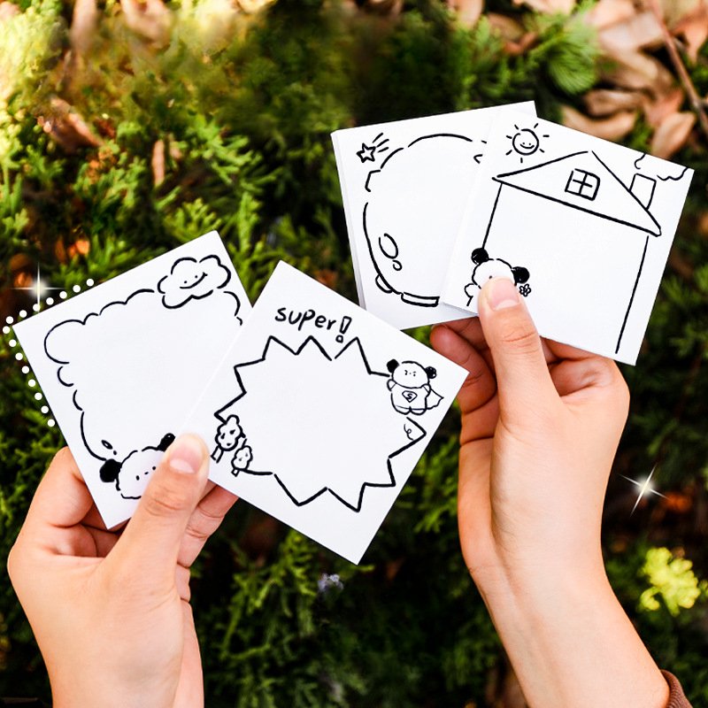 Cartoon Animal White Memo Pads Kawaii Stationery Memo Pad Loose Leaf Memo Pads 50 Sheets