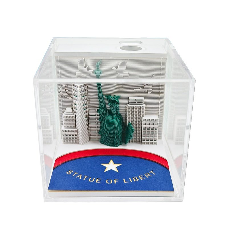 Professionally Made Exquisite Paper Notes Eco-Friendly Materials Statue Of Liberty 3D Paper Sculpture Sticky Notes