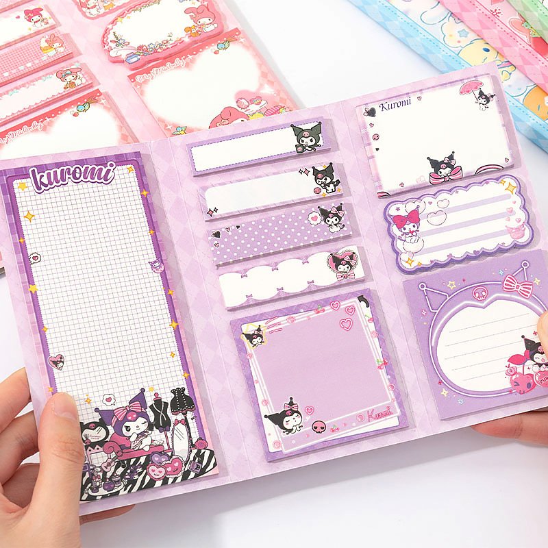 180Pcs Kawaii Sticky Memo Pad Notes Kuromi Cinnamoroll Melody Pochacco Multi-purpose Cute Sticky Notes Student Office Stationery