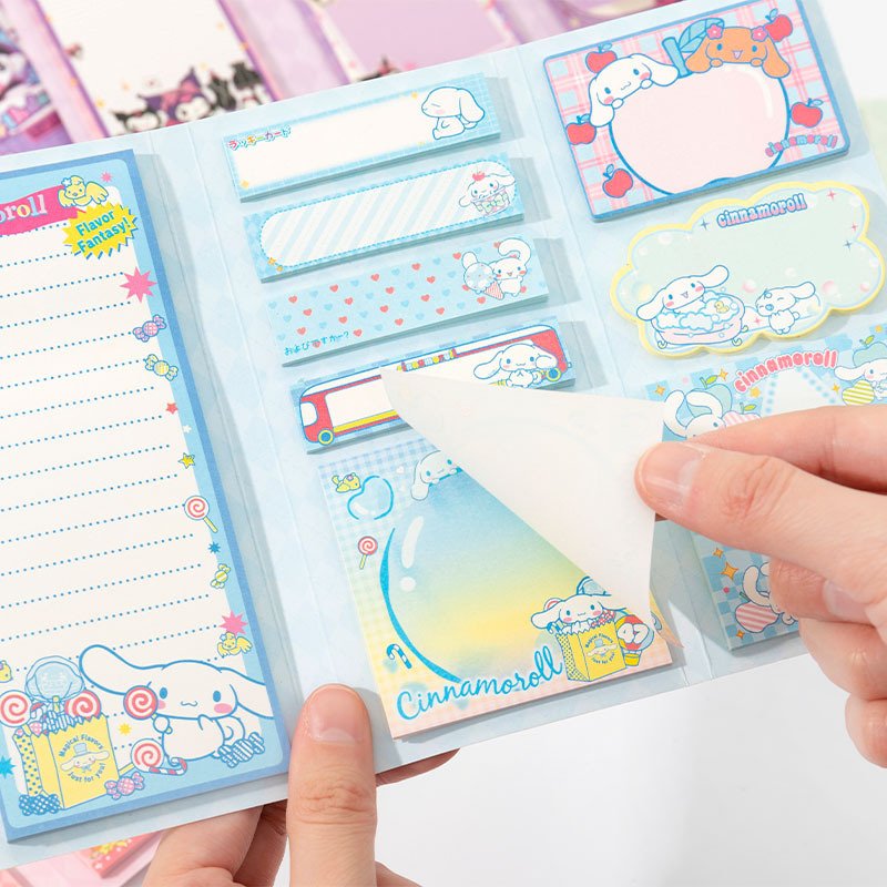 180Pcs Kawaii Sticky Memo Pad Notes Kuromi Cinnamoroll Melody Pochacco Multi-purpose Cute Sticky Notes Student Office Stationery