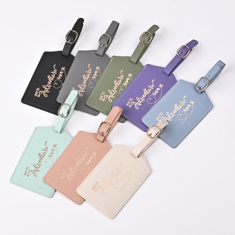 Custom PU leather Passport holder luggage tag with hot foil logo