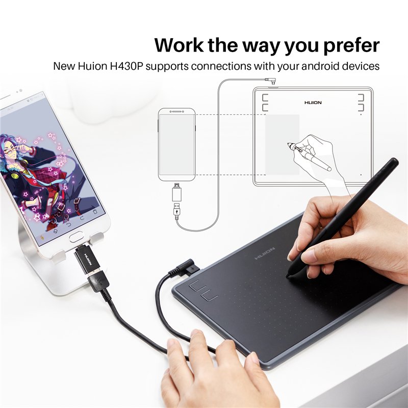 Huion H430P Battery-Free professional drawing tablet paperless electronic signature pad