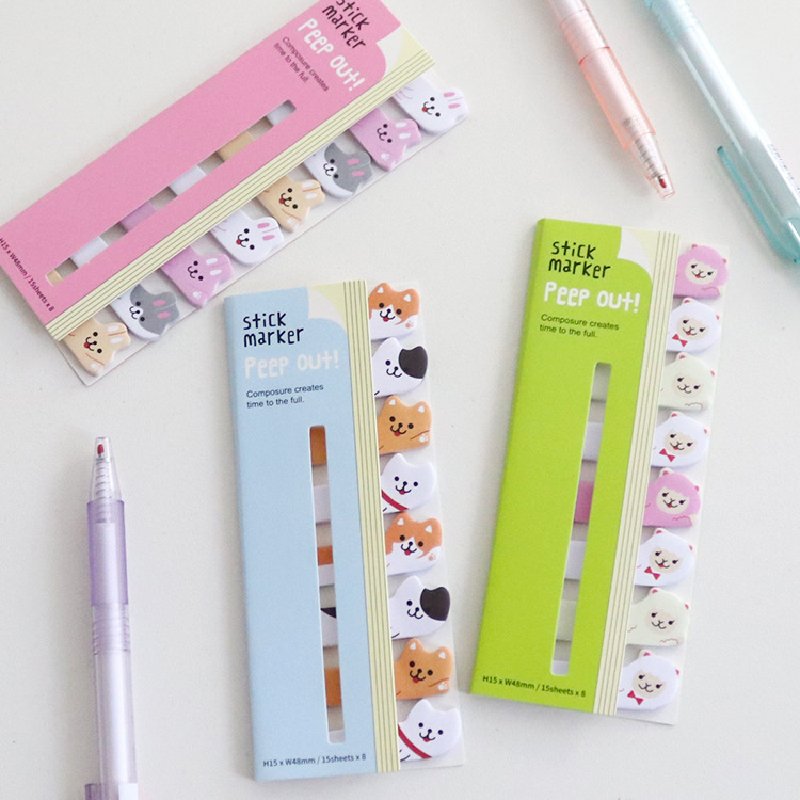 New Kawaii Korean Stationery Animal Bookmarks Notes Paper Papeleria Sticky Index Tabs Cute Memo Pad for Kids School Supplies