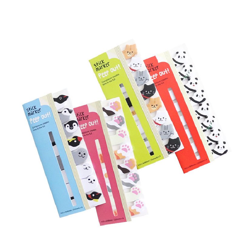 New Kawaii Korean Stationery Animal Bookmarks Notes Paper Papeleria Sticky Index Tabs Cute Memo Pad for Kids School Supplies