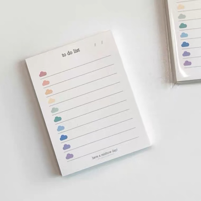Korea Color Cloud TO DO LIST Memo Pads Student Stationery Memo Pads Kawaii Memo Pads 50 Sheets