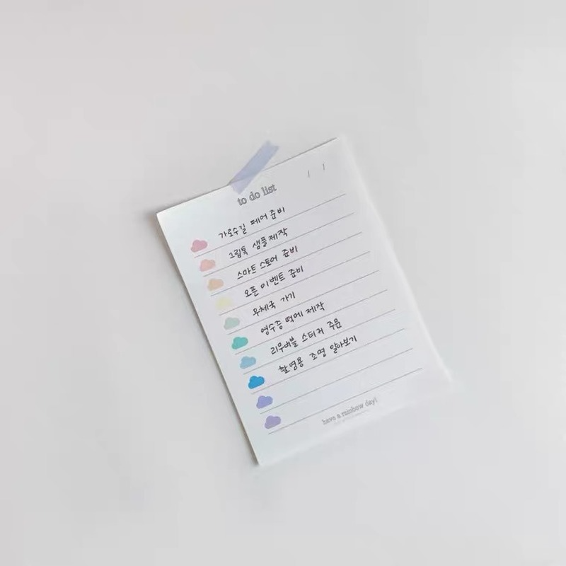 Korea Color Cloud TO DO LIST Memo Pads Student Stationery Memo Pads Kawaii Memo Pads 50 Sheets