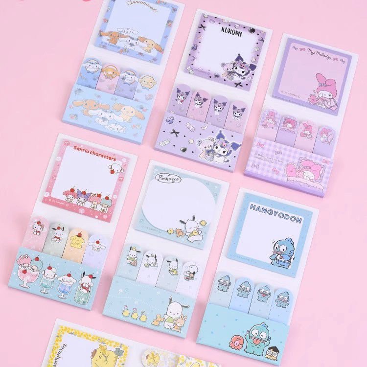 DHF1139 Wholesale Cartoon Kuromi Melody sticky note kawaii anime Pochacco Pompompurin memo pads stationery Index sticker