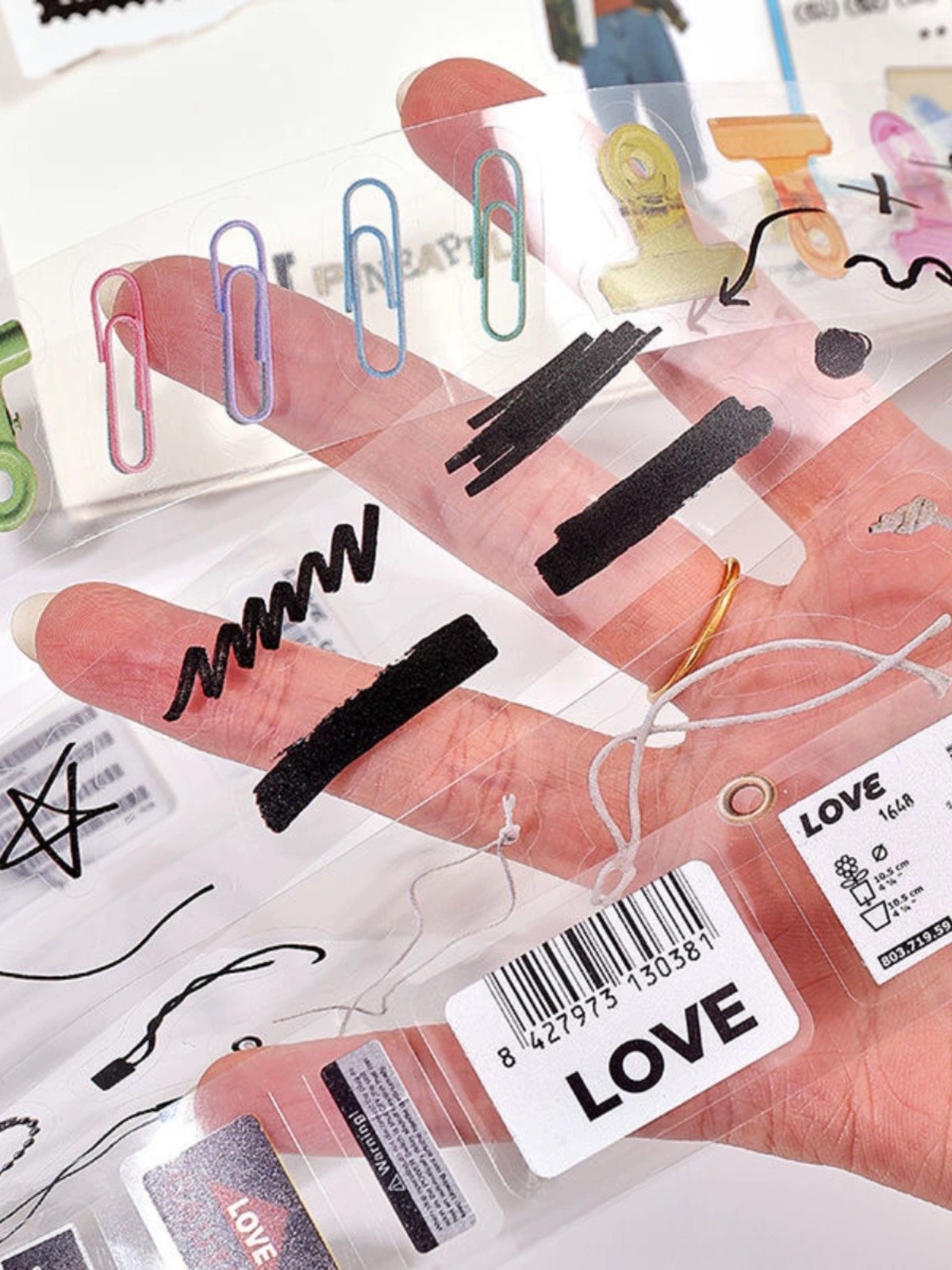 Hand pattern pet hand account tape die-cutting custom hand account material clip diy sticker