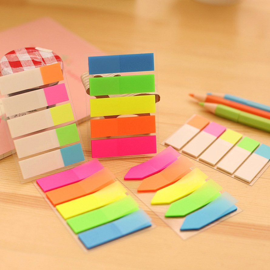 wholesale Price Cheap Color Bookmark Marker Plastic Box Packaging Set Sticky Note Tab Pet Waterproof Planner Stickers Index Tabs