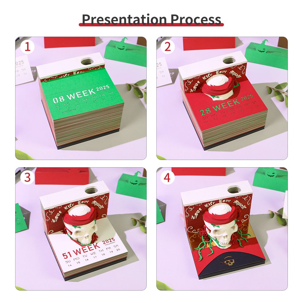 2025 New Products 3D Skull Memo Pad Halloween Christmas Unique Novelty Gift Creative Paper Artwork Desktop Paper Ornaments