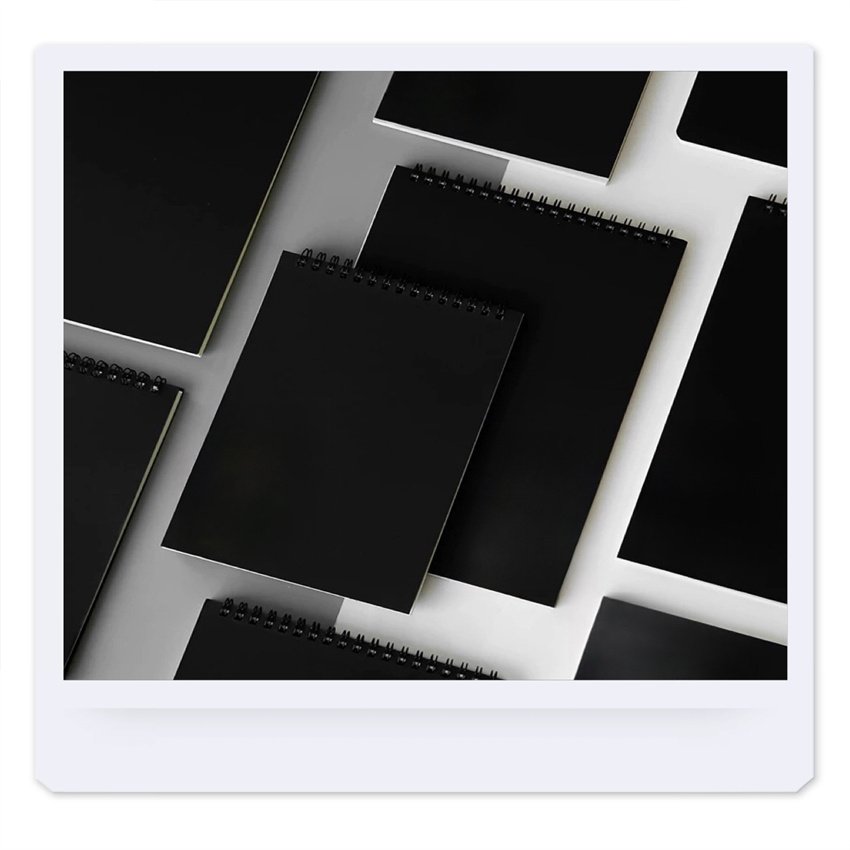 Custom Simple College Student Notebook A5 Spiral Notebook Black Card Cowhide Upturn B5 Thickened Memo Pad Cross Line PU Paper