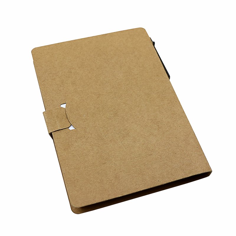 Recycle Eco Custom Kraft Cover Notebooks with Sticky Notes Memo Pad with Ball Pen for Kids