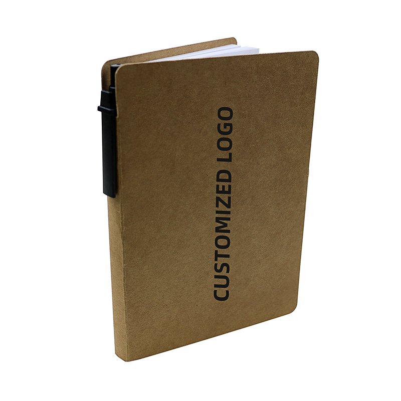 Recycle Eco Custom Kraft Cover Notebooks with Sticky Notes Memo Pad with Ball Pen for Kids