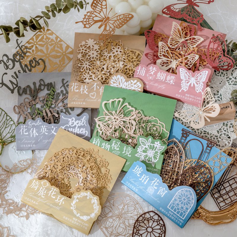 10pcs/pack Floating Flower Series Artistic Retro Landscape Hollow Notebook DIY Decorative Base Paper Scrapbooking cards notepad