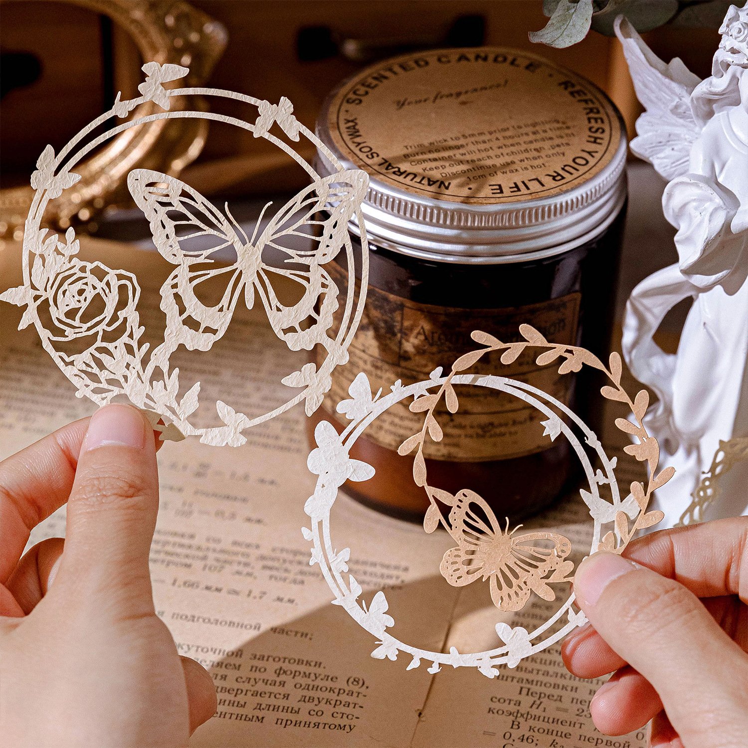 13pcs/pack Decorative card holder Whispering between flowers series Hollow border lace handbook material 6 options