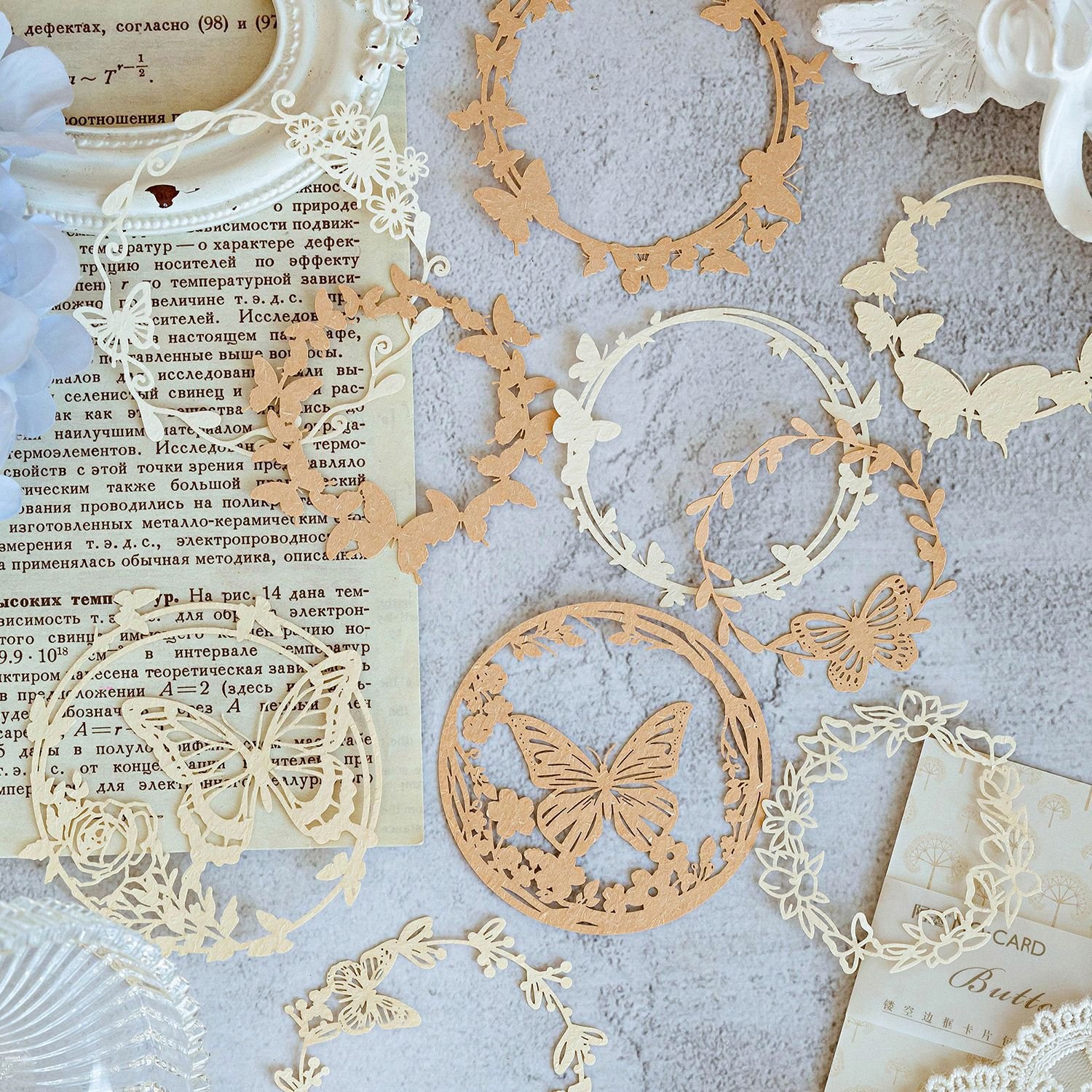 13pcs/pack Decorative card holder Whispering between flowers series Hollow border lace handbook material 6 options