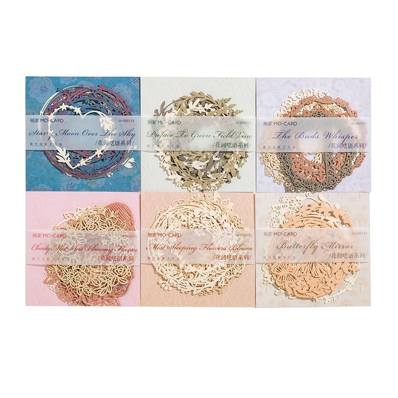 13pcs/pack Decorative card holder Whispering between flowers series Hollow border lace handbook material 6 options