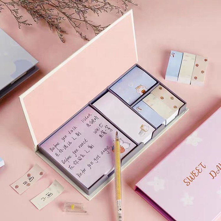 New Design Custom Calendar Original Kawaii Stationery Korean Self-Adhesive Memopad Sticky Note Sets