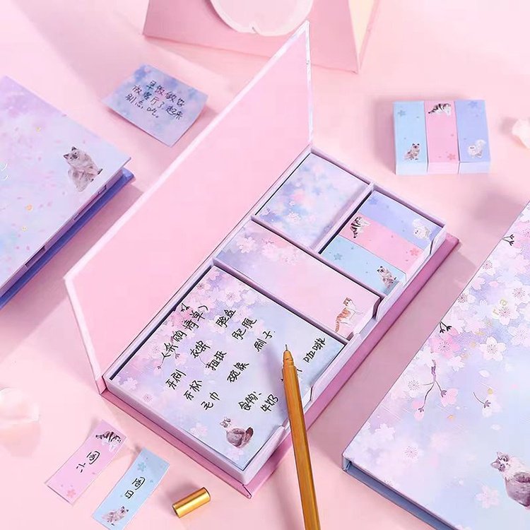 New Design Custom Calendar Original Kawaii Stationery Korean Self-Adhesive Memopad Sticky Note Sets