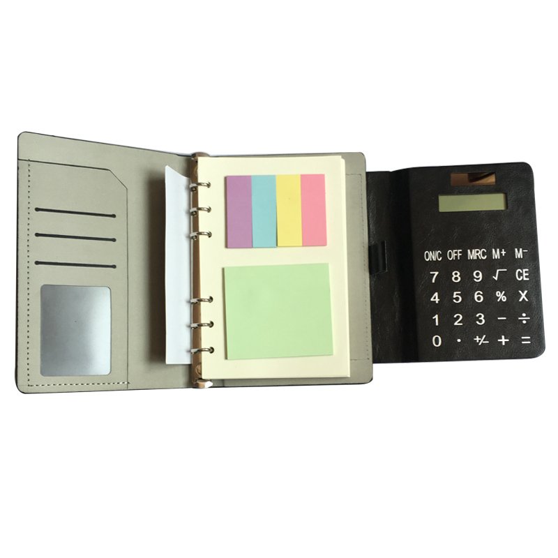 BSCI ISO9001 Trendy Environmental Solar Notebook Calculator Promotional Office Gifts with Pen and Memo Pad sticky notes