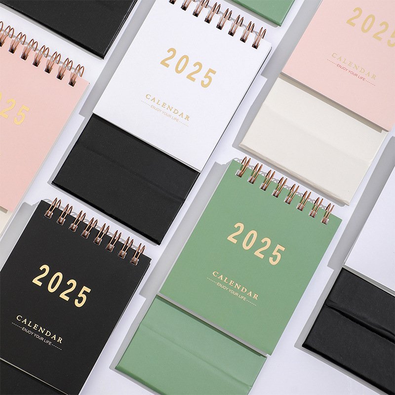 2025 Simple Solid Color Morandi English Small Desk Calendar Creative Desktop Calendar Memo pad stationery supplies