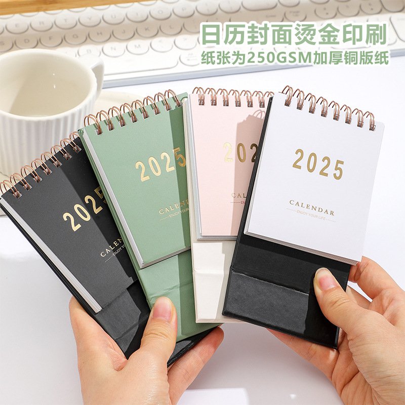 2025 Simple Solid Color Morandi English Small Desk Calendar Creative Desktop Calendar Memo pad stationery supplies