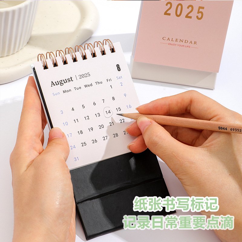 2025 Simple Solid Color Morandi English Small Desk Calendar Creative Desktop Calendar Memo pad stationery supplies