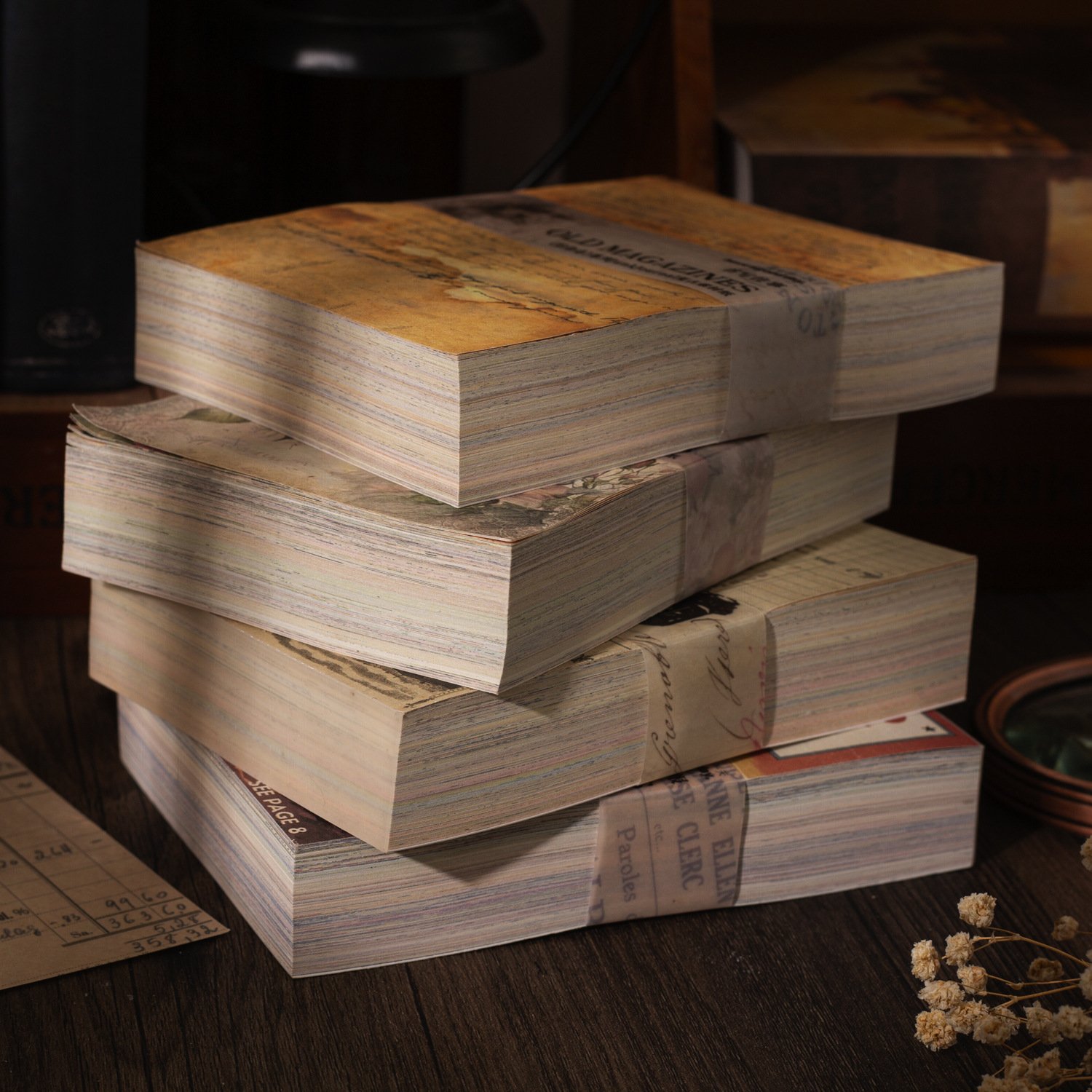 200 Pieces Material Paper Old Magazine Series Retro Hand Account DIY Decoration Base into 4