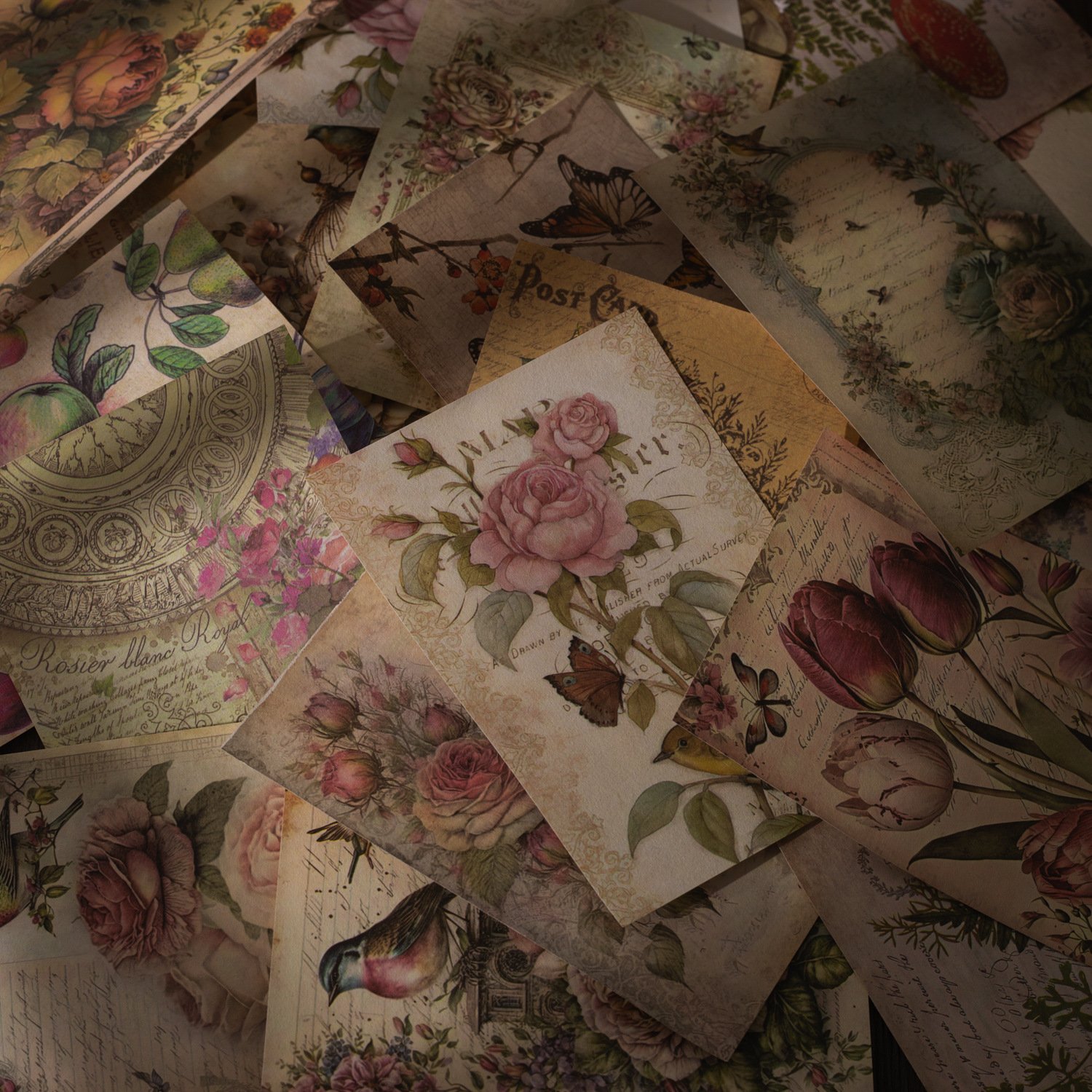 200 Pieces Material Paper Old Magazine Series Retro Hand Account DIY Decoration Base into 4