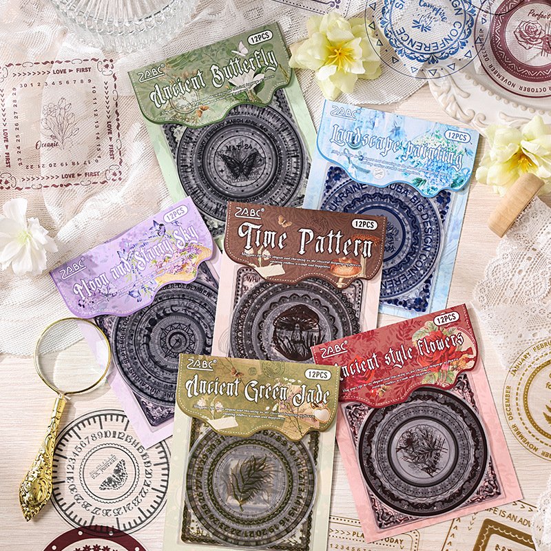 PET Scrapbook stickers Pack Posthumous Wreath Vintage Priming Stickers 6 scrapbooking supplies scrapbook paper