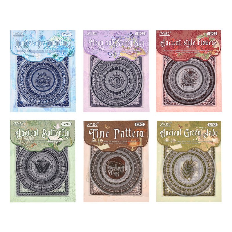 PET Scrapbook stickers Pack Posthumous Wreath Vintage Priming Stickers 6 scrapbooking supplies scrapbook paper