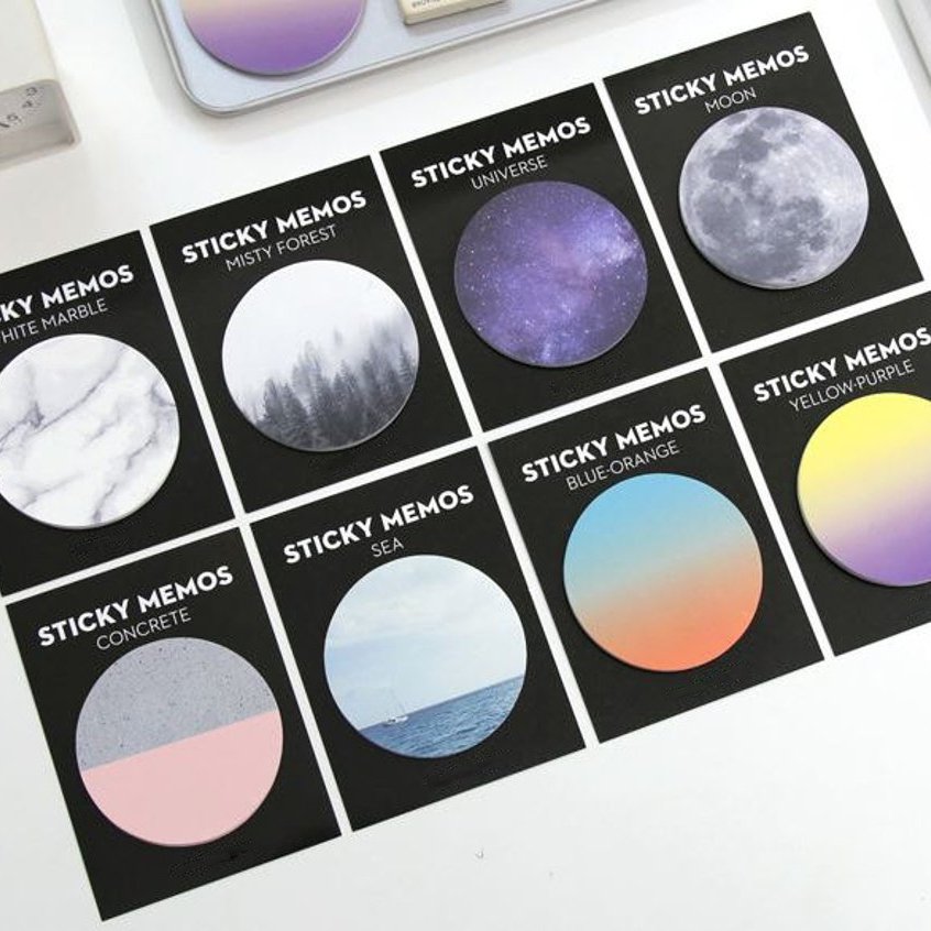 Custom circle Shape 3D Translucent Paper Memo Pad Round Colorful Logo Sticky Notes