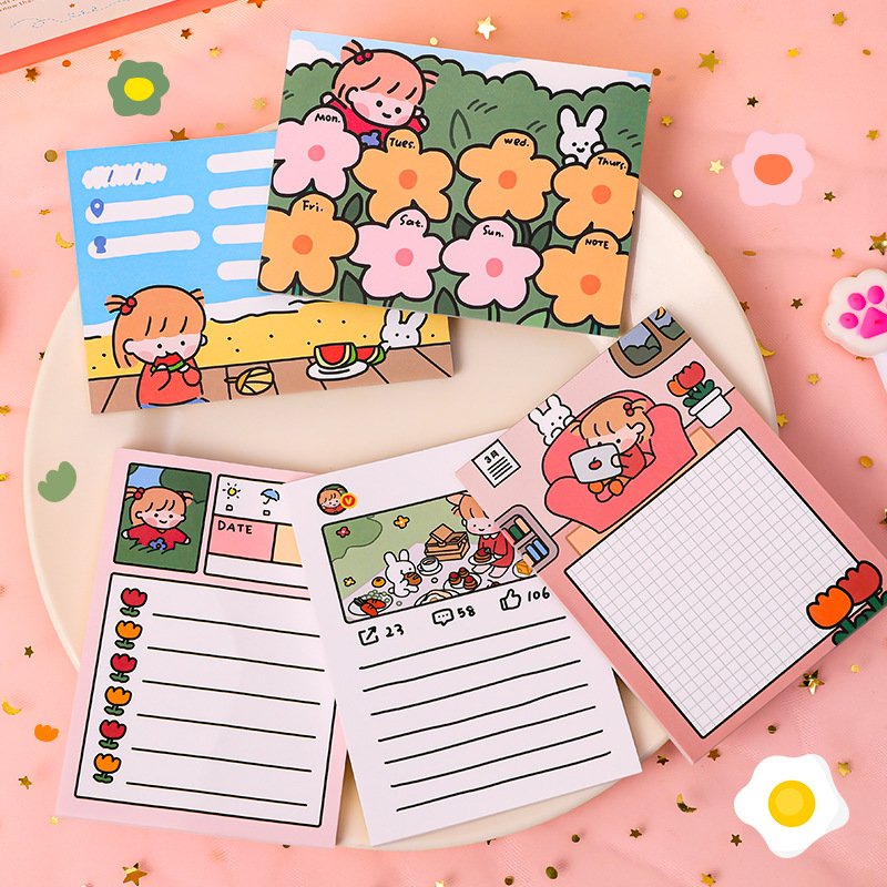 50 pages per pack Kawaii Cartoon Sticky Notes Notebook Hand Account Sticker Note Paper Portable Small Notebook Memo