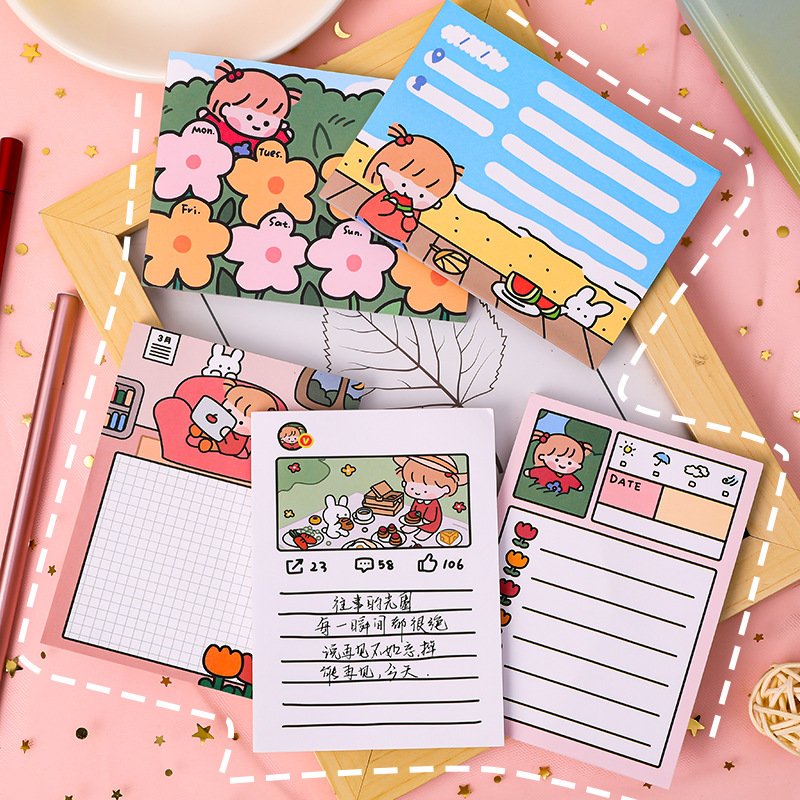 50 pages per pack Kawaii Cartoon Sticky Notes Notebook Hand Account Sticker Note Paper Portable Small Notebook Memo