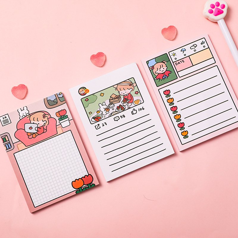 50 pages per pack Kawaii Cartoon Sticky Notes Notebook Hand Account Sticker Note Paper Portable Small Notebook Memo