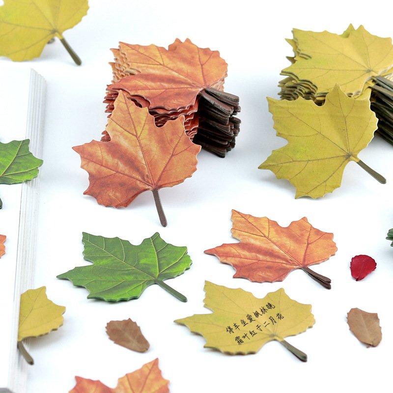 50sheets/pack Maple Leaf Sticky Notes Custom Notepad Planner Memo Paper Decorative Sticker Daily Plan Schedule