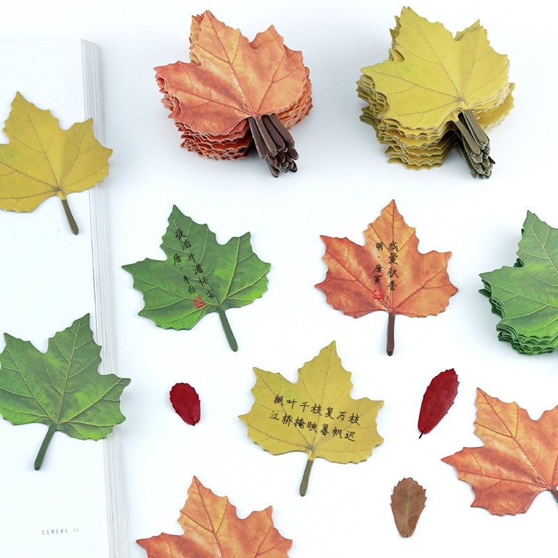 50sheets/pack Maple Leaf Sticky Notes Custom Notepad Planner Memo Paper Decorative Sticker Daily Plan Schedule