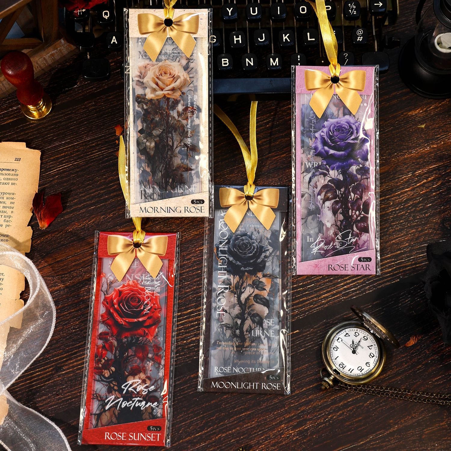 5pcs/pack Nocturne series vintage handbook PET bookmark handbook material collage decoration