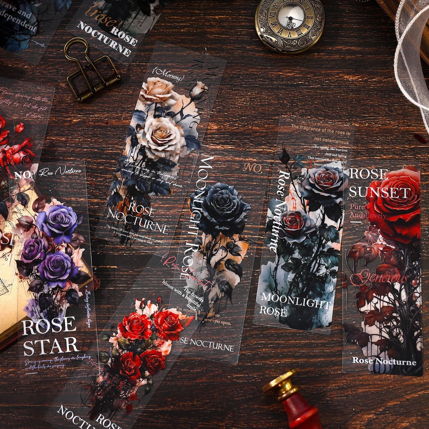 5pcs/pack Nocturne series vintage handbook PET bookmark handbook material collage decoration