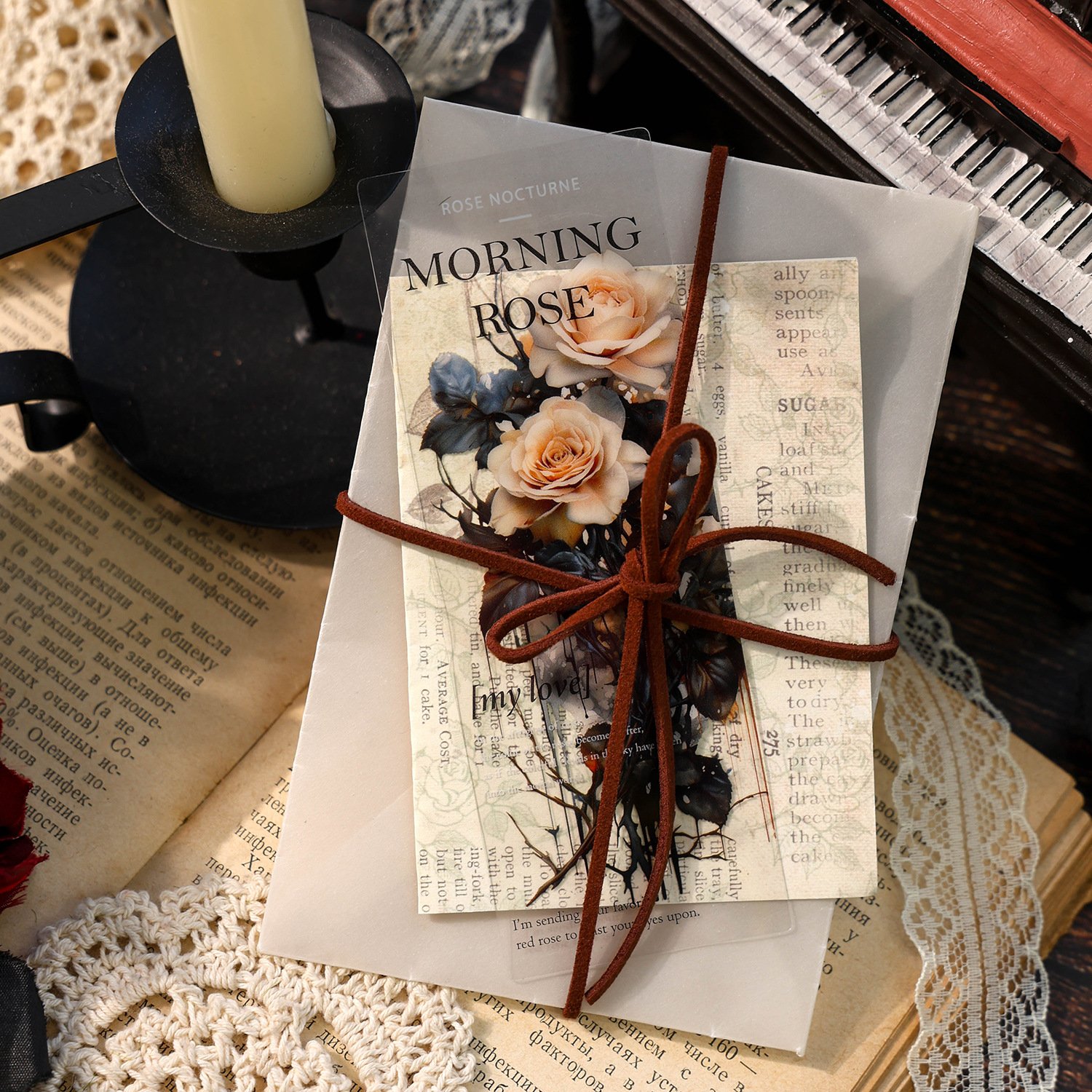 5pcs/pack Nocturne series vintage handbook PET bookmark handbook material collage decoration