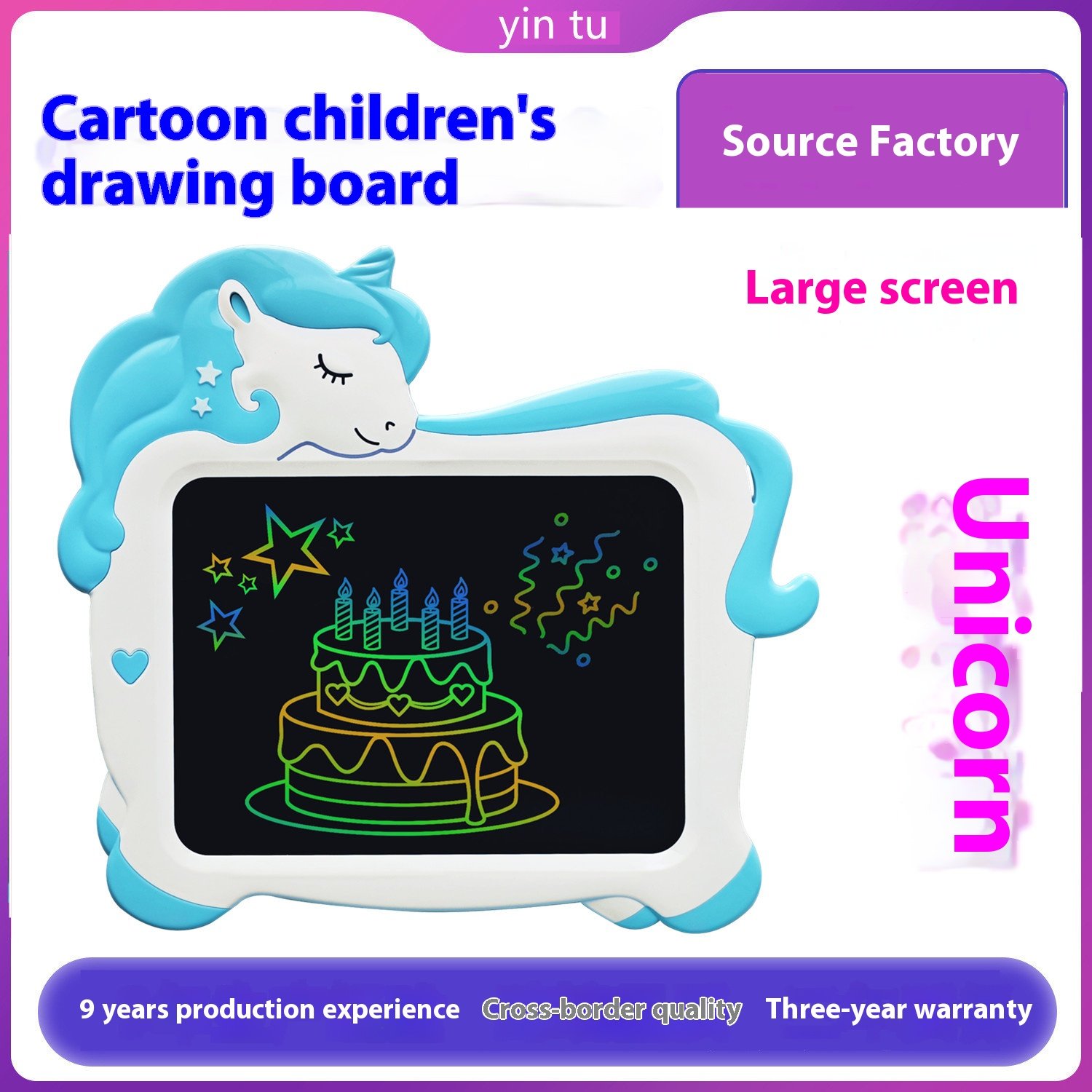ABLE notepad Large Screen LCD Writing Tablet Unicorn Cartoon Drawing Board Custom stationery lcd writing pad 12 inch