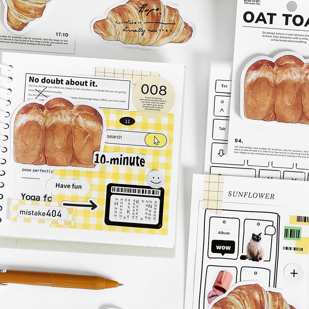 Creative Bread Coffee Sticky Note Message Self-adhesive Memo Pad Refrigerator Sticker Stationery Gift Decoration Custom