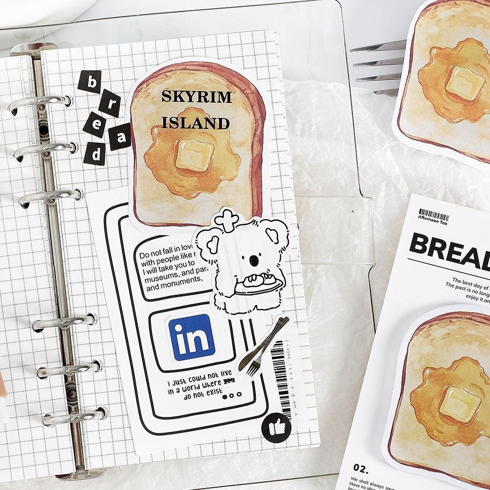 Creative Bread Coffee Sticky Note Message Self-adhesive Memo Pad Refrigerator Sticker Stationery Gift Decoration Custom
