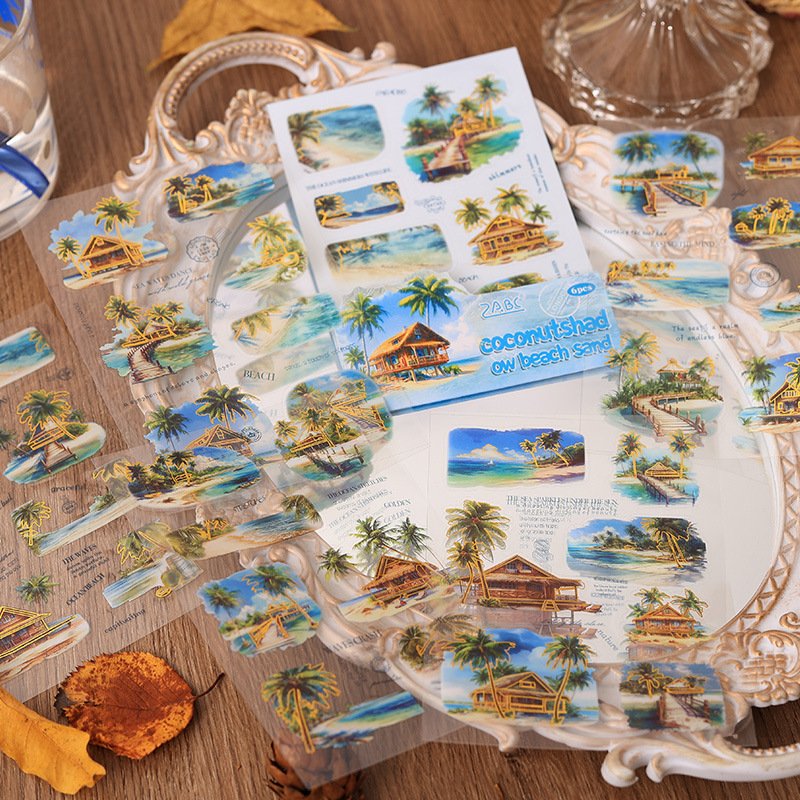 Hot Stamping PET Stickers Traveling to America scrapbook paper Vintage Landscape Stickers scrapbooking supplies