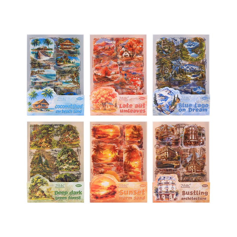 Hot Stamping PET Stickers Traveling to America scrapbook paper Vintage Landscape Stickers scrapbooking supplies